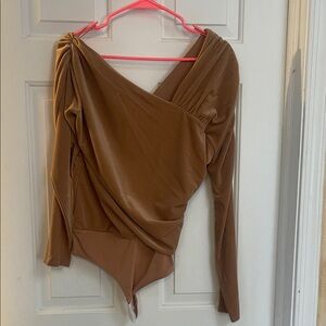 Express Brown Draped Bodysuit